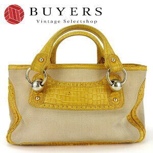 Celine Boogie Bag handbag yellow Beige Tan gold Crocodile canvas leather